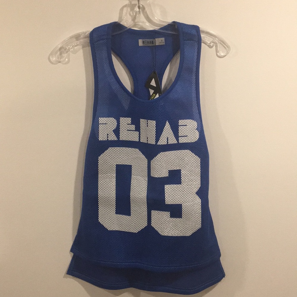 REHAB Assymetrical BLUE Knit Jersey 03 TANK TOP
